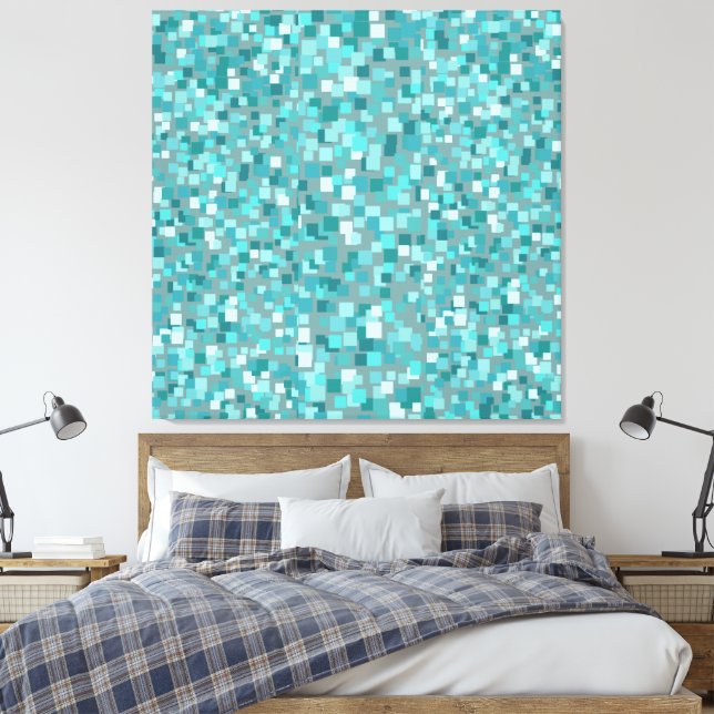 Große türkisfarbene Mosaikmauern Kunstdekoration Leinwanddruck (Insitu (Schlafzimmer))