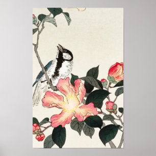 Große Tüte auf rosa Blume von Ohara Koson Poster