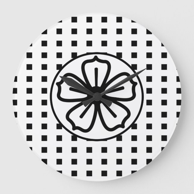 Große Uhr "Clock On, Clock Off Black and White" (Vorderseite)