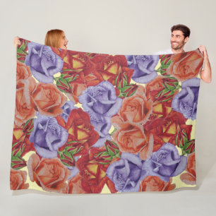 große und fett farbige Blume der Rose Blumenmuste Fleecedecke