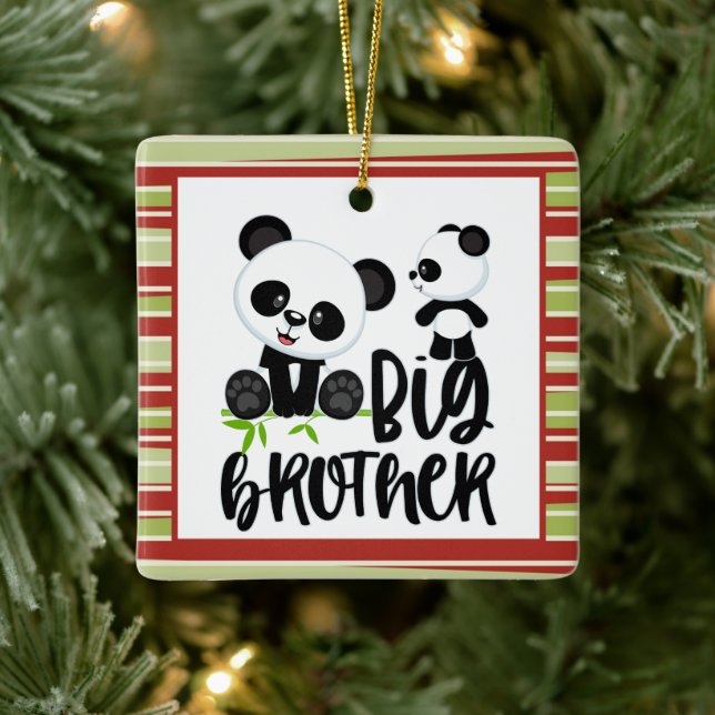 Große und kleine Niedliche Pandas mit großem Broth Keramikornament (Baum)