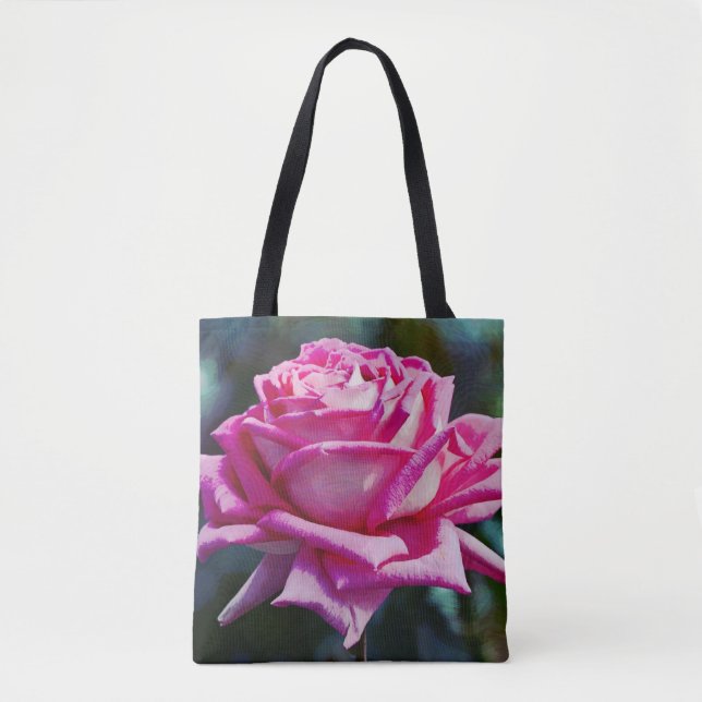 Große und schöne rosa blühende Rose Blume Tasche (Vorderseite)