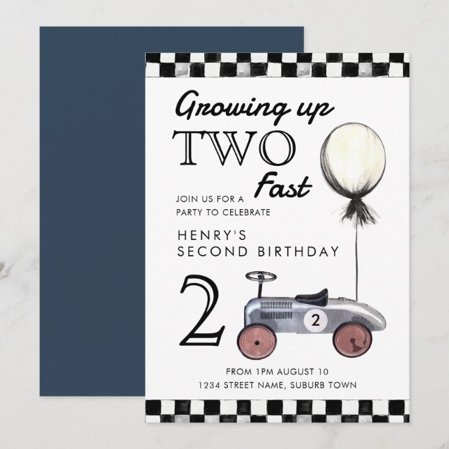 Grosse up deux Invitation rapide Marine et Rouge (Devant / Derrière)