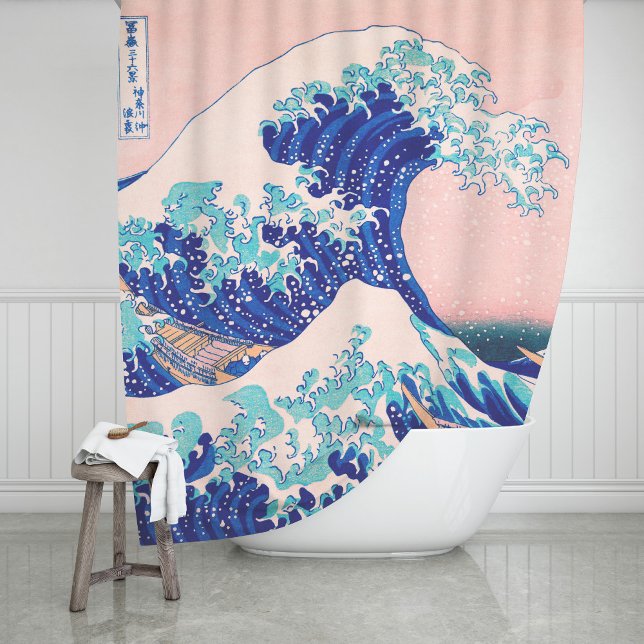 Grosse vague japonaise Surf peinture Douche rideau (Créateur téléchargé)