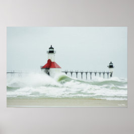 Grosse vague sur le lac Michigan Poster