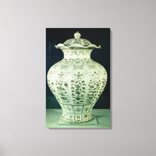 Große Vase "Kuoan" mit blauen Blumen Leinwanddruck