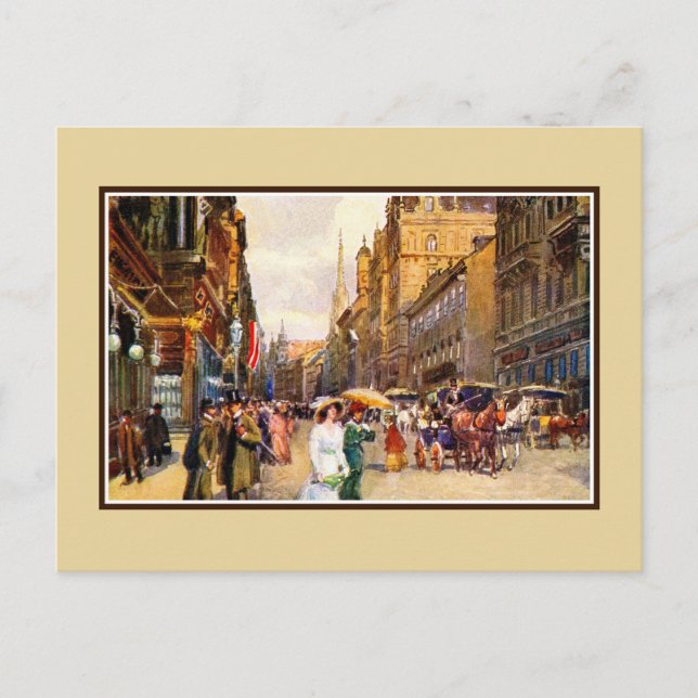 Große Vintage Belle Epoque Szene Wien Österreich Postkarte (Vorderseite)