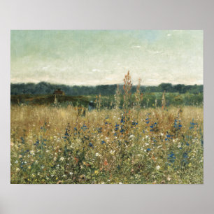 Große Vintage-Botanik-Blumen-Laub-Grün Poster