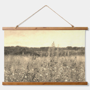 Große Vintage botanische Golfregion Wandteppich Mit Holzrahmen