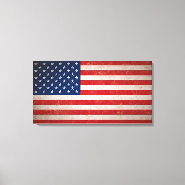 Große Vintage Grunge Style American Flag Leinwand (Vorderseite)