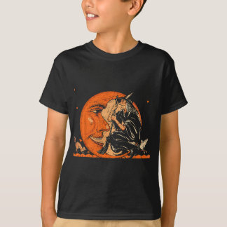 Große Vintage Hexe und MondHalloween T-Shirt