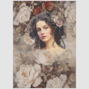 Große Vintage-inspirierte viktorianische Dame und Seidenpapier