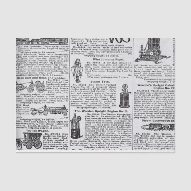 Große Vintage Katalogseite Seidenpapier (Vorderseite)