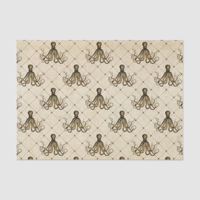 Große Vintage Kraken Seidenpapier (Vorderseite)