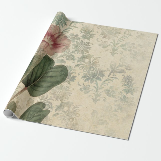 Große Vintage Rosa Blume Geschenkpapier (Ungerollt)
