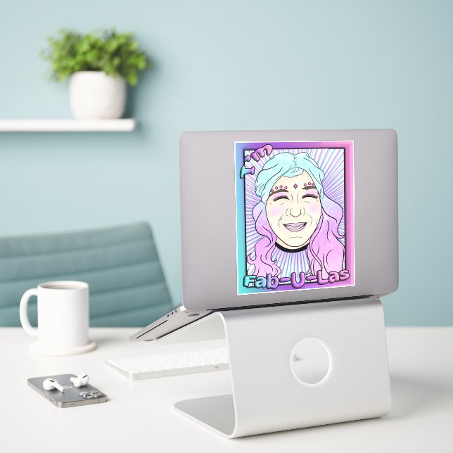 Große Vinyl-Aufkleber mit 8" x 8", kundenspezifisc Aufkleber (Laptop auf Schreibtisch)