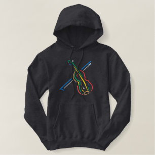 Große Violinen-Kontur Bestickter Hoodie