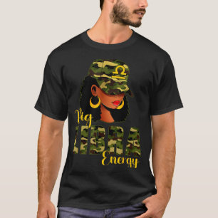 Große Waage Energie Tarnung Schwarz Frau Mütze Ste T-Shirt