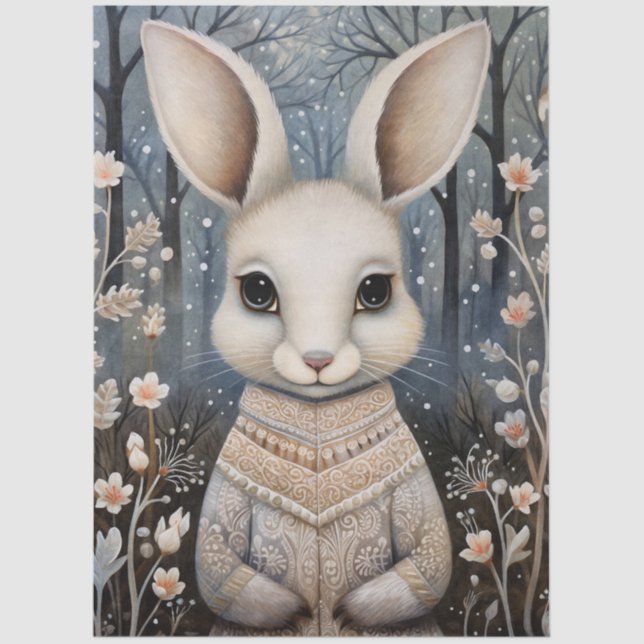 Große Waldkaninchen & Florals Dekoupage Seidenpapier (Vorderseite)