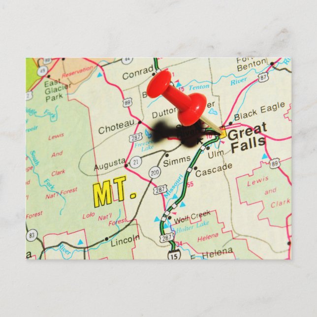 Große Wasserfälle, Montana Postkarte (Vorderseite)