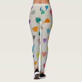 Große Wasserfarben-Herzen Leggings