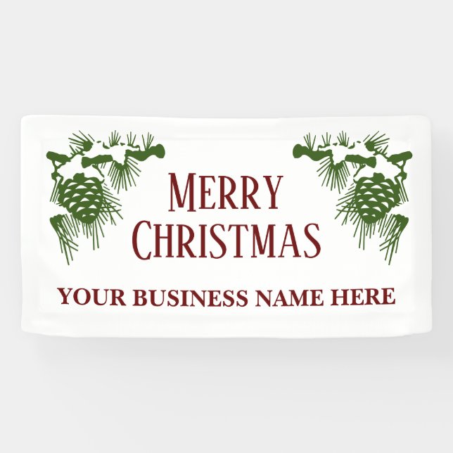 Große Weihnachtsbanner mit schneebedeckten Nadelkr Banner (Horizontal)