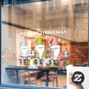 Große Weihnachtselfen mit Ornamenten Fensteraufkleber