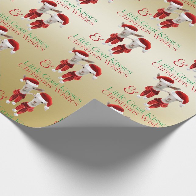 Große Weihnachtswünsche und kleine Goat Kisses Gol Geschenkpapier (Ecke)