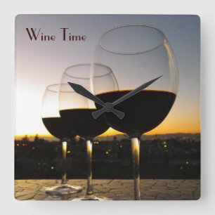 Große Wein-Zeit-Wanduhr! Quadratische Wanduhr