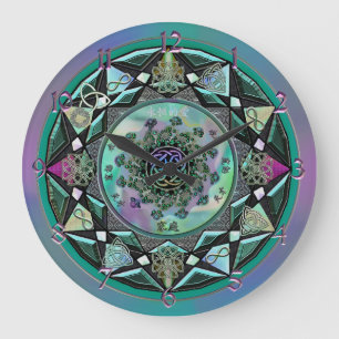 Große weise keltische mystische Mandala-Wanduhr Große Wanduhr