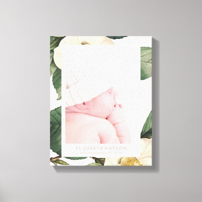Große, weiße, florale Rahmen Canvas drucken Leinwanddruck (Vorderseite)