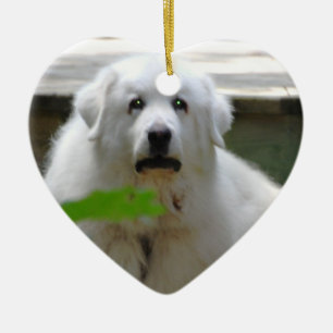 Große weiße Pyrenäen-Hundeverzierung Keramikornament