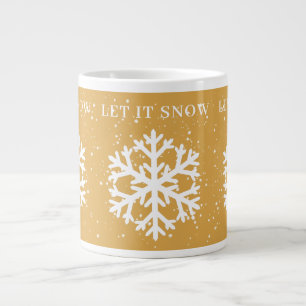 Große weiße Schneeflocke, LASS ES SCHNEE Gold & We Jumbo-Tasse