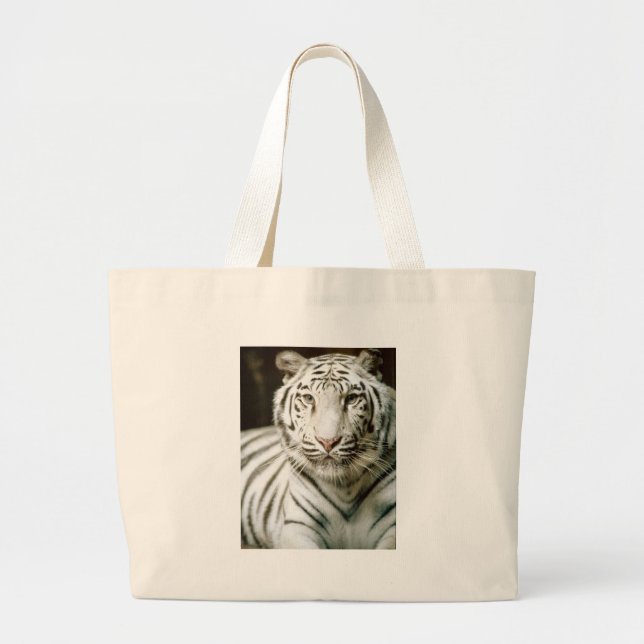 Große weiße Tigerstrandtasche Jumbo Stoffbeutel (Vorne)