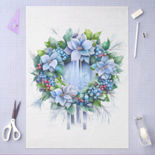 Große Weiße Weihnachtssterne Floraler Kranz Dekoup Seidenpapier