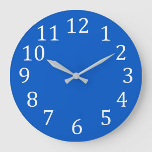 Große weiße Zahlen auf Schlichten blauen Wall-Uh Wanduhr