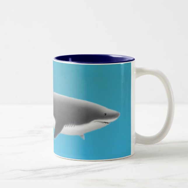 Große weißer Haifisch-Tasse Zweifarbige Tasse (Rechts)
