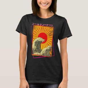 Große Welle steigt Sun Japan japanische Vaporwave T-Shirt