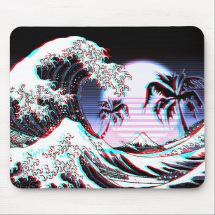 Große Welle von Kanagawa Vaporwave Vintag Retro Mousepad