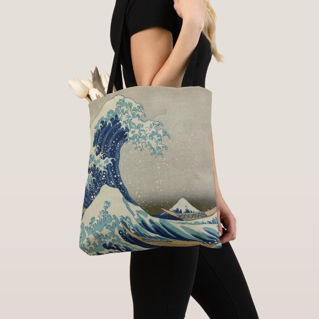 Große Welle vor der Küste Kanagawas von Hokusai Tasche (Von Nahem)