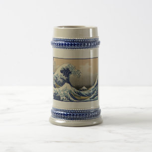 Große Welle vor Kanagawa & Berg Fuji Japanisches M Bierglas
