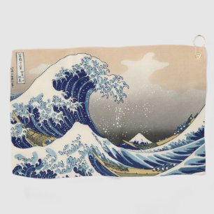 Große Welle vor Kanagawa & Berg Fuji Japanisches M Golfhandtuch