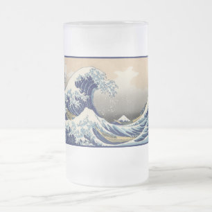 Große Welle vor Kanagawa & Berg Fuji Japanisches M Mattglas Bierglas