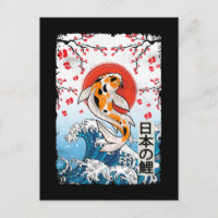 Große Welle vor Kanagawa Cherry Blossom Koi Fisch