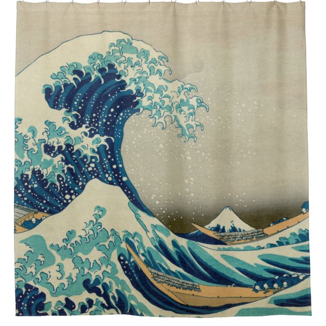 Große Welle weg von Kanagawa Duschvorhang (Vorderseite)