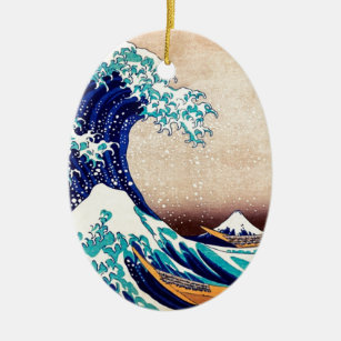 Große Welle weg von Kanagawa-Japaner Woodblock Keramik Ornament