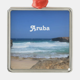 Große Wellen stürzen in Aruba Ornament Aus Metall