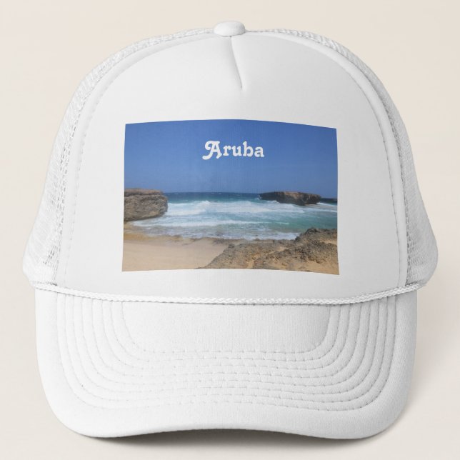 Große Wellen stürzen in Aruba Truckerkappe (Vorderseite)