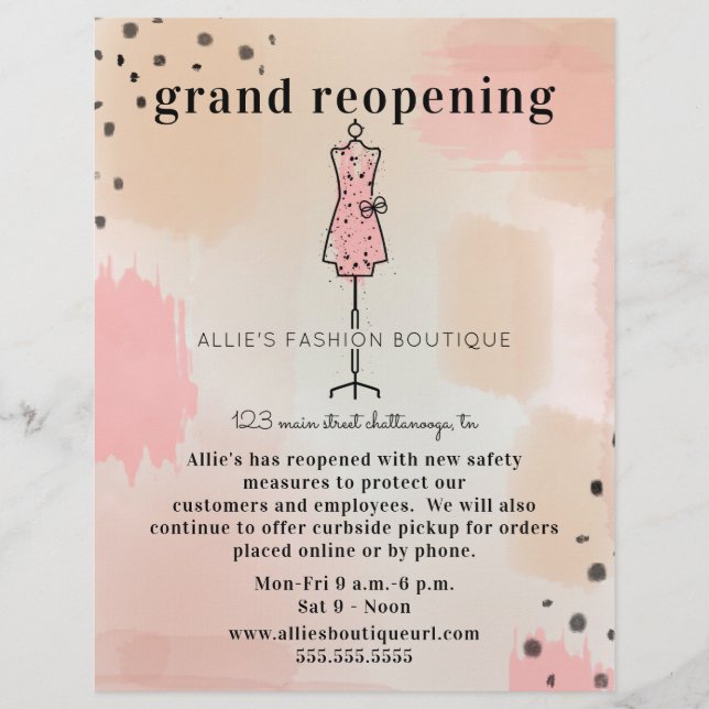 Große Wiedereröffnung Boutique Store Abstrakt Blus Flyer (Vorne)