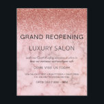 Große Wiedereröffnung Rose Gold Glitzer Salon Flyer<br><div class="desc">Girly Rose Gold - Blush Pink Ombre Marmor und Sparkle und Glitzer Grand Wiedereröffnung Glam Luxury Haar Salon, Beauty Store, Eyelashes, Nails, Makeup, Microblading, Haar Stylist, Lashes, Hair Stylist oder Make Up Up Up Artist Business Flyer mit eigenem Namen und Rücksendeadresse. Dieses einfache, moderne und elegante personalisierte Design ist perfekt...</div>
